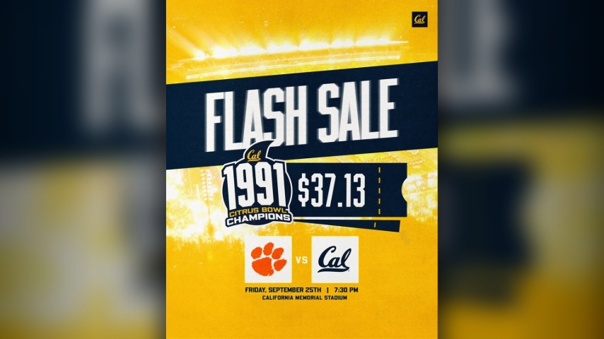 Take Advantage of Today's $37.13 Flash Sale For Cal vs Clemson Tix This Friday